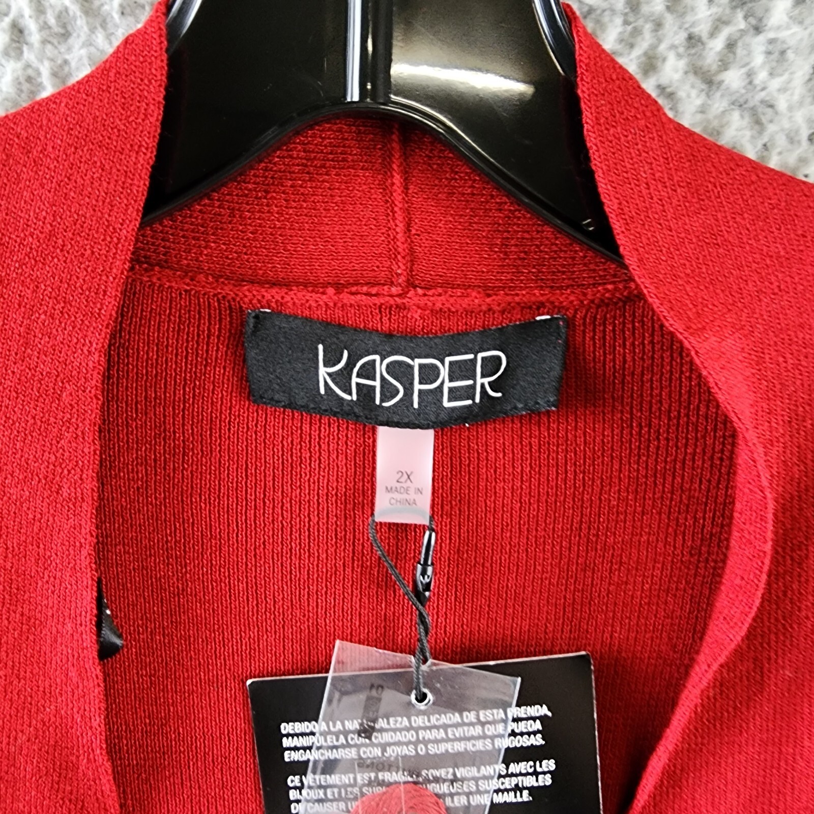 Kasper Plus Open-Front Long-Sleeve Sweater Women's 2X Crimson Collarless - Picture 13 of 14