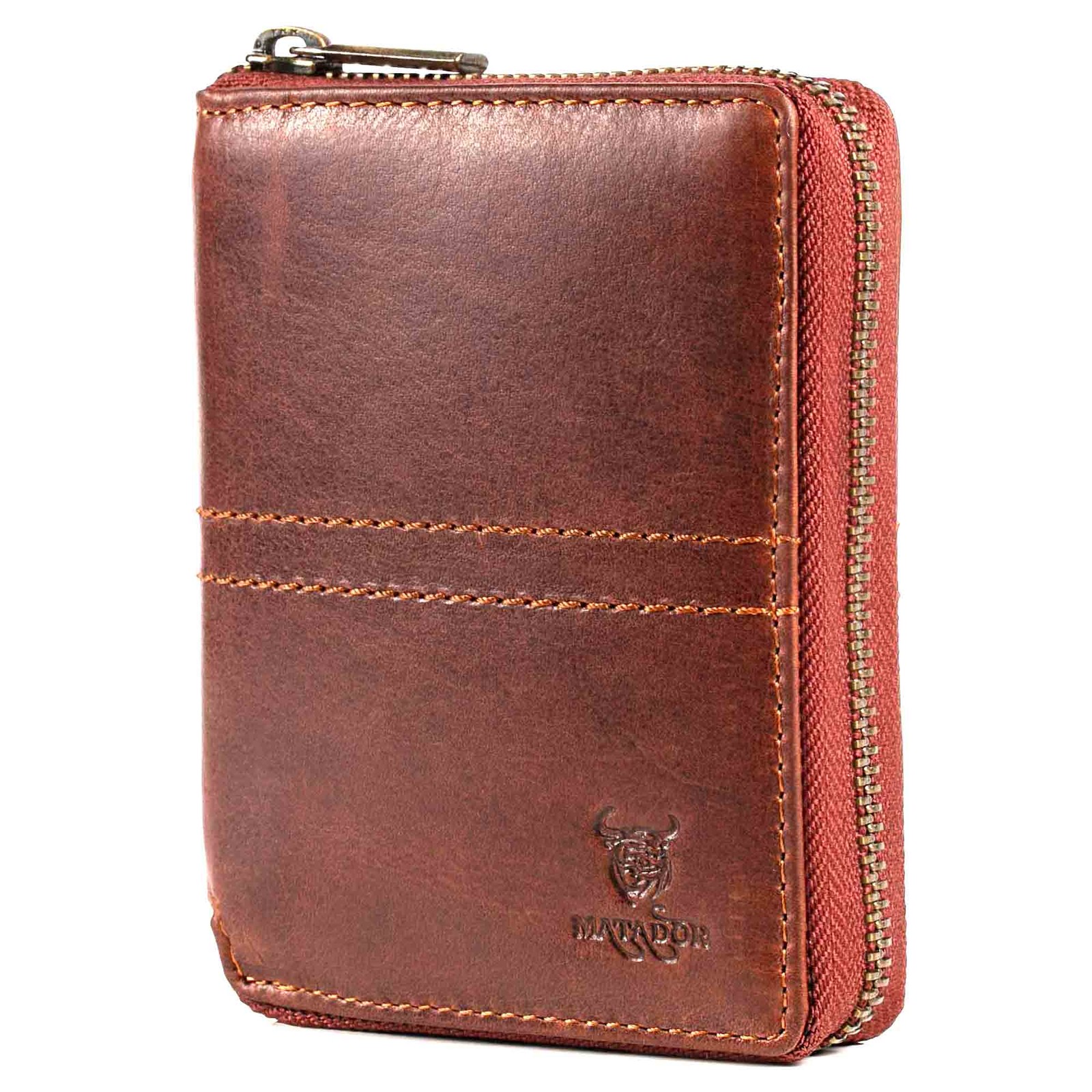 MATADOR Geldbörse Geldbeutel Geldtasche Damen Herren RFID ECHT Leder Antik Braun