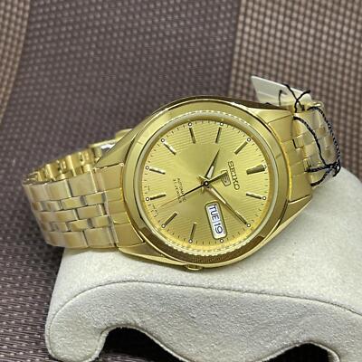 Pre-owned Seiko 5 Snkl28k1 Automatic Gold Tone Stainless Steel Analog Men's Casual Watch