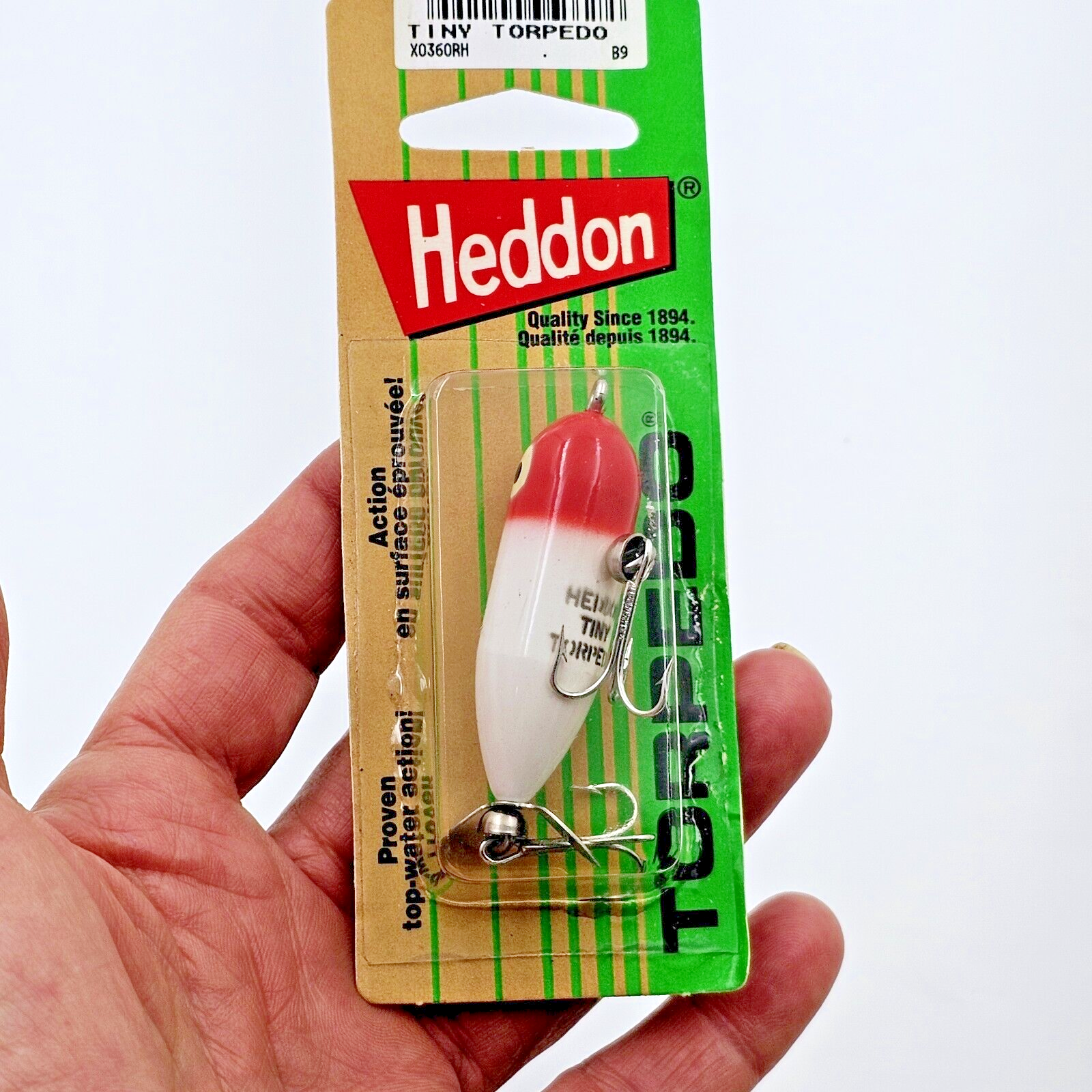 Vtg 1995 Heddon X0360RH Red Head Tiny Torpedo Topwater 1/4oz