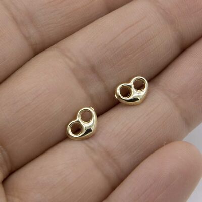 1/4'' Mini Puffed Heart Stud Earrings Real 10K Yellow Gold