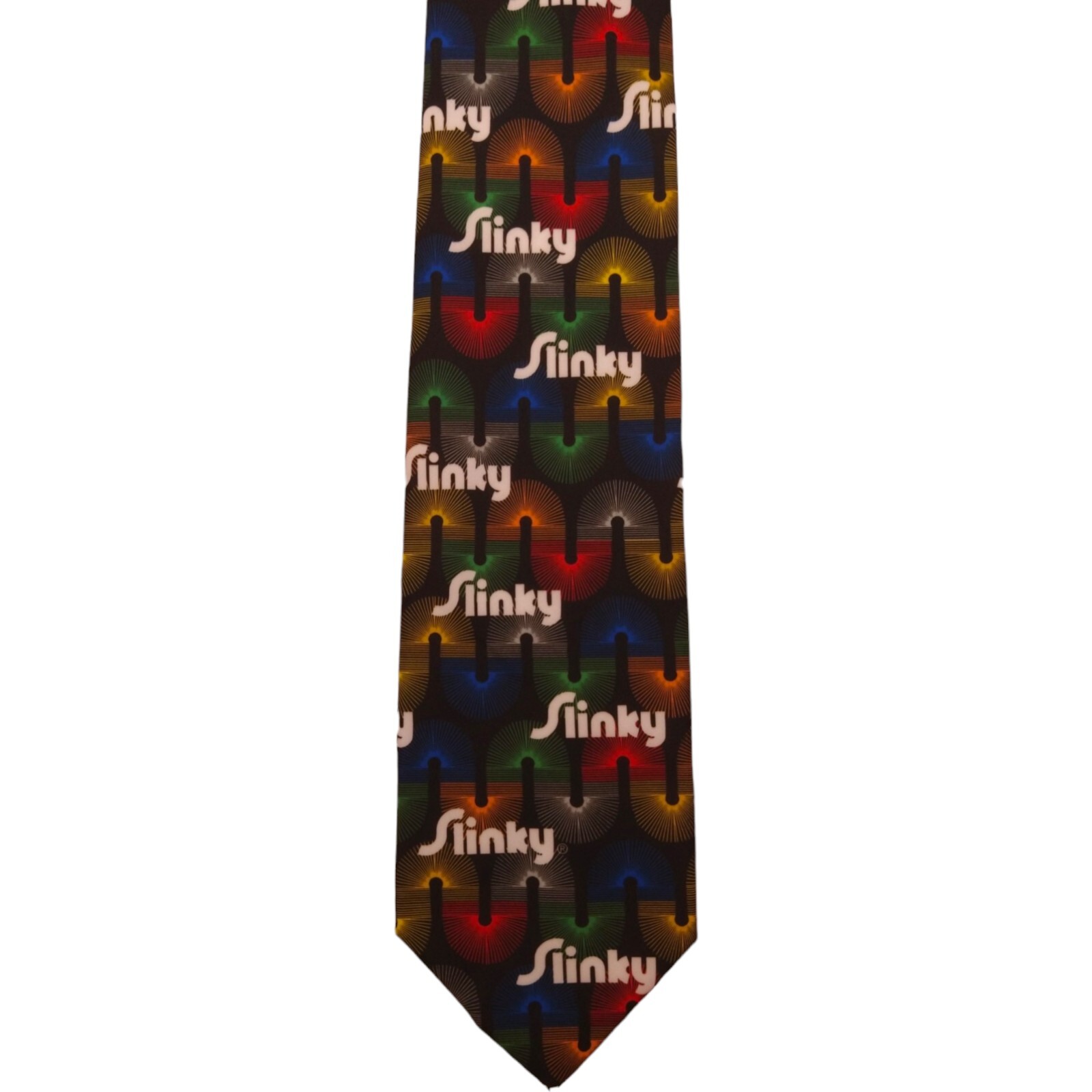 VTG RALPH MARLIN Mens Novelty Tie 3.65 SLINKY Toy 90s Classic Fun Funny Necktie