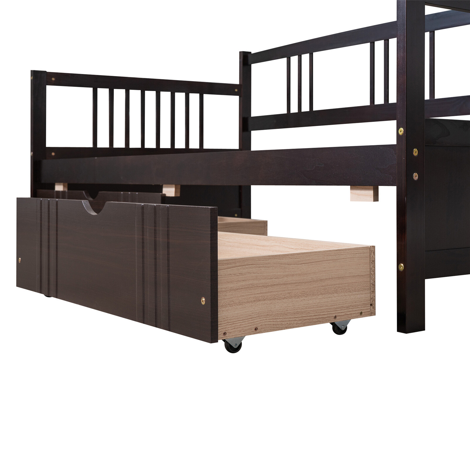 Espresso Twin Size Daybed Wood Platform Bed Frame Sofa Bed with 2 Storage Drawer