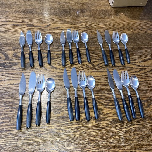 24 Piece  Service For 6  Black Ebony