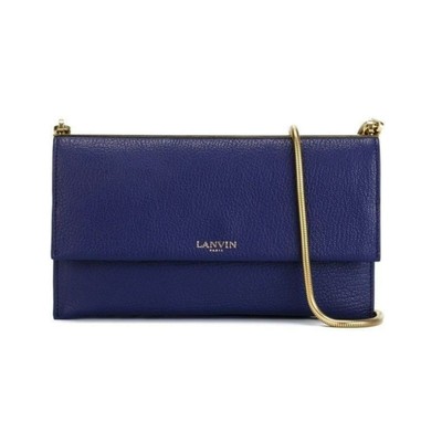 Lanvin Womens Pebbled Effect Goatskin Chain Pouch Bag Purple