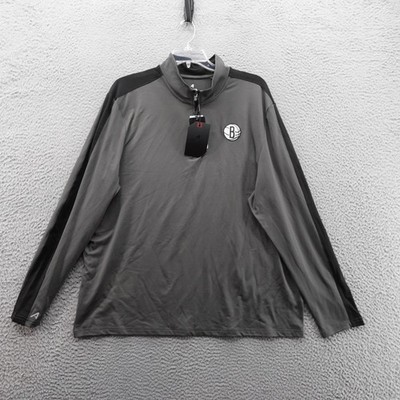 NBA Brooklyn Nets Antigua Gray Pullover Long Sleeve Quarter Zip Shirt 2XL NWT