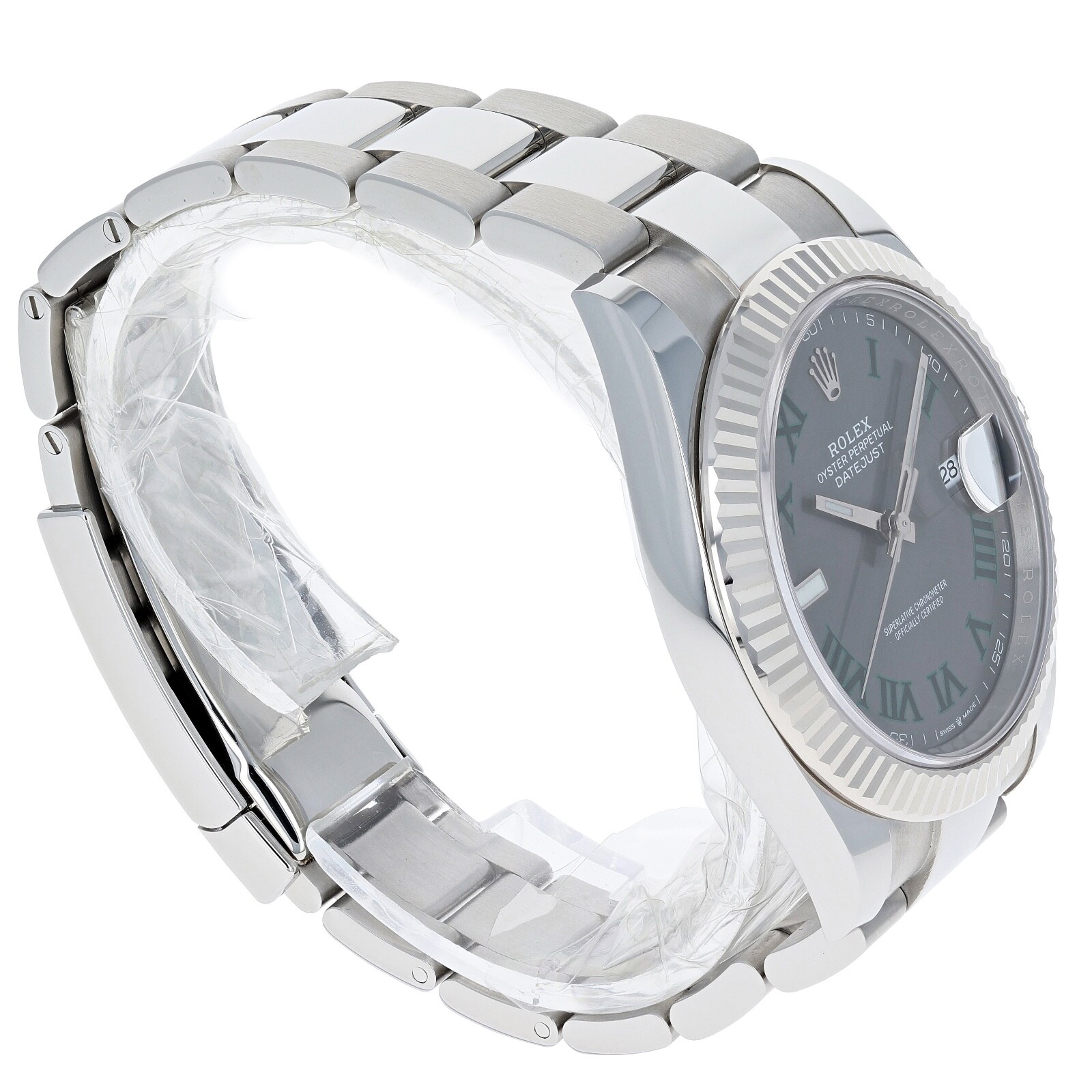 Pre-owned Rolex Datejust 41 Mm 126334 Wimbledon Unworn 2024 Slate Roman Oyster