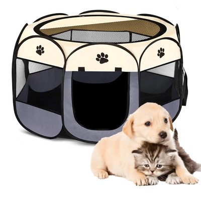 Portable Pet Playpen, Foldable Dog Playpens, Indoor/Outdoor Pet Exercise Kenn...