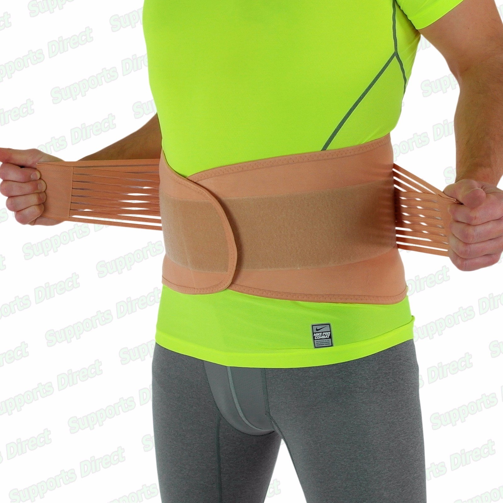 Beige Back Support Lower Lumbar Waist Adjustable Belt Brace Pain Relief