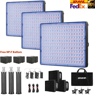 Aputure Amaran P60c 60W Bi-Color RGBWW LED Panel 3-Light Kit with 6*NP-F Battery