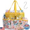 F-color Shower Caddy Portable - Mesh Shower Bag Basket Tote for College Dorm Room Essentials Bathroom Gym Camp Quick Dry for Women Men with S Hook, Yellow Beach