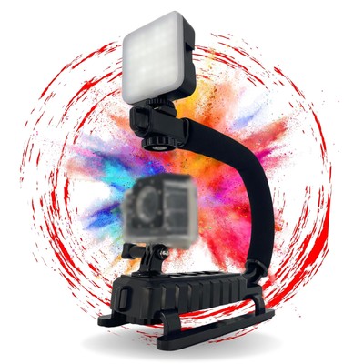 Actioncam Stabilisator Griff mit LED Lampe kompatibel mit DJI Osmo GoPro Hero +