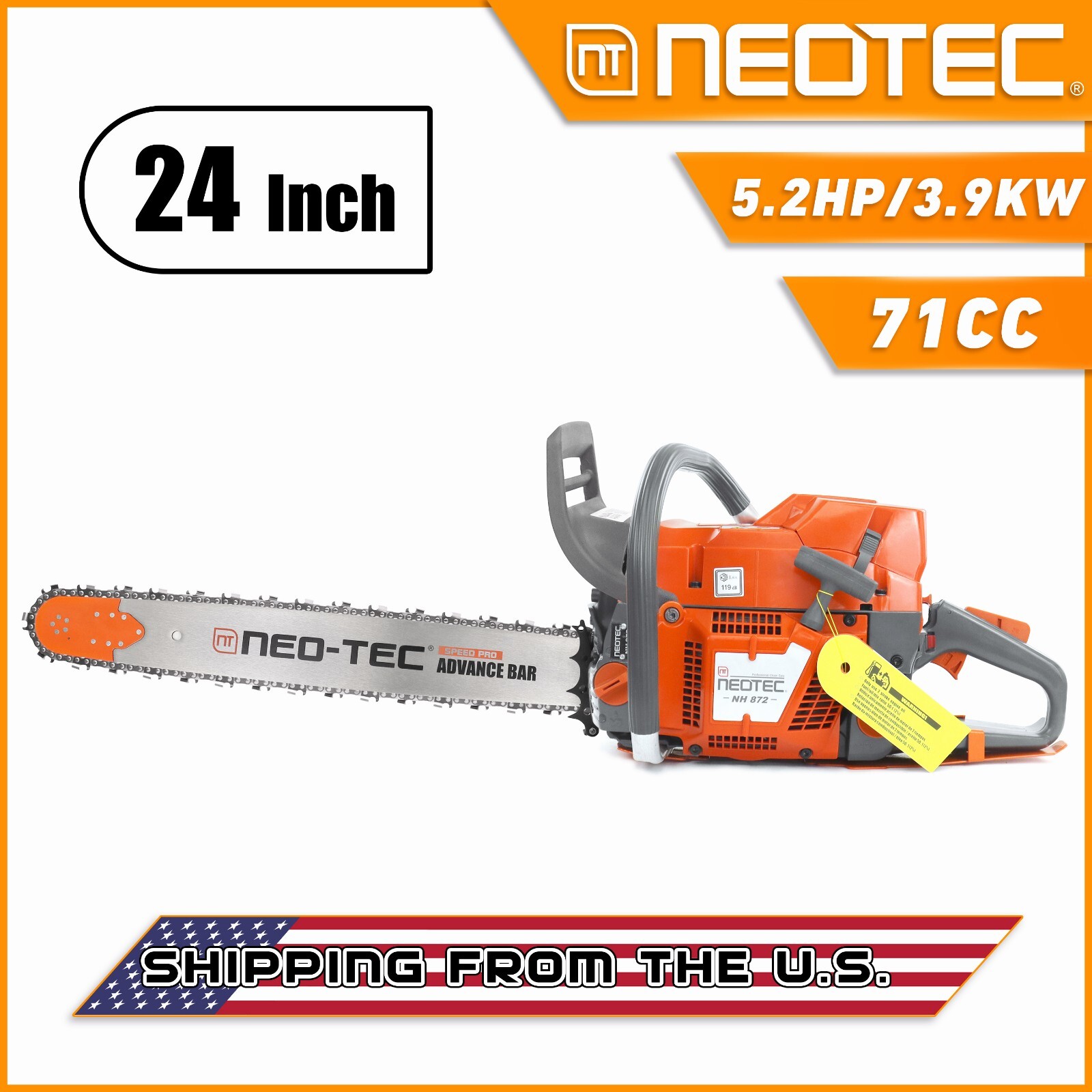 71cc Gas Chainsaw with 24'' Guide Bar Chain Compatible with 71cc Gas Chainsaw with 24'' Guide Bar Chain Compatible with