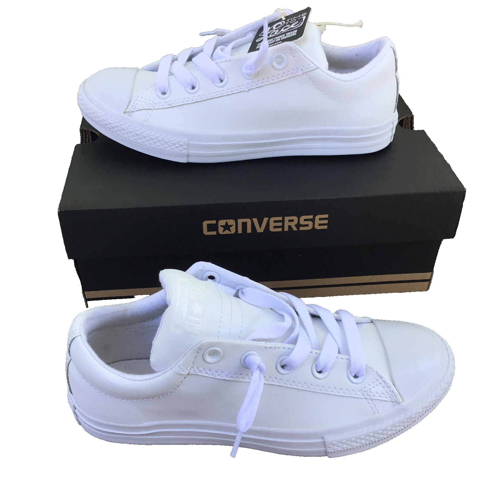 CONVERSE CT STREET SLIP-ON All White Shoes Junior Size 4 637687C Sneakers w/Box | eBay CONVERSE CT STREET SLIP-ON All White Shoes Junior Size 4 637687C Sneakers w/Box | eBay