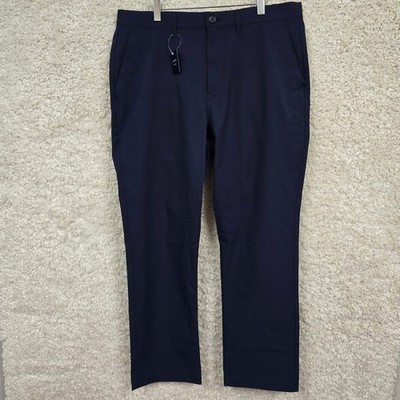 J.Crew Tech Chino Mens 34x30 Navy Blue Straight Fit Breathable UPF 50+ Preppy