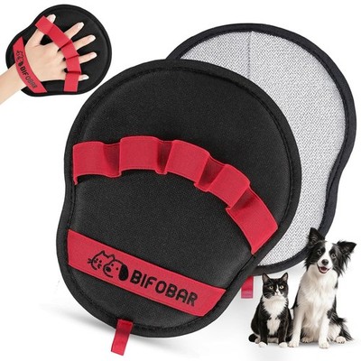 2-Pack Red &amp; Black Pet Hair Remover Gloves - Reusable Double-Sided Grooming
