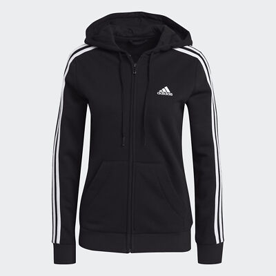 

Женская флисовая худи с 3 полосками и молнией во всю длину adidas Essentials