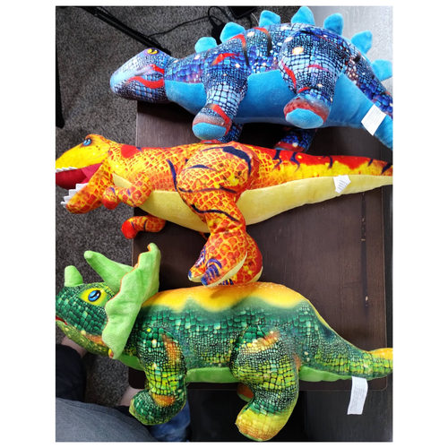 Dinosaur Plush Lot of 3 T-Rex Tyrannosaurus Rex Stegosaurus 