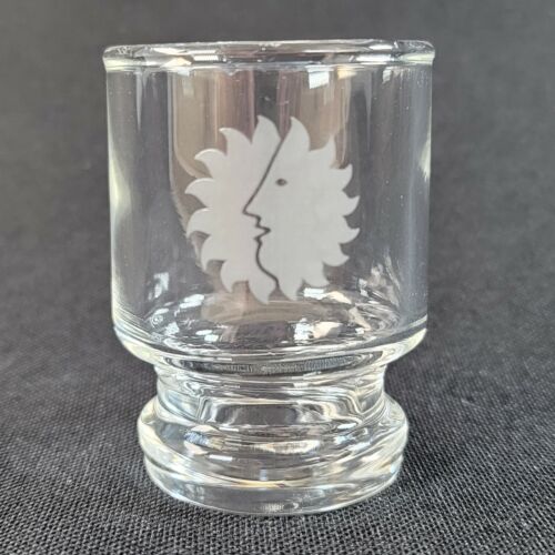 Vintage Etched National Airlines First Class Etched Liquor Shot Glass Sun King 