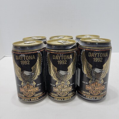 Vintage 1992 Datona Harley Davidson Motorcycle 6 Pack Beer Can Pop Top