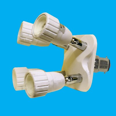 1x B22 to 4xGU10 From 1 Light Bulb Socket Converter Splitter Adaptor Lamp Base