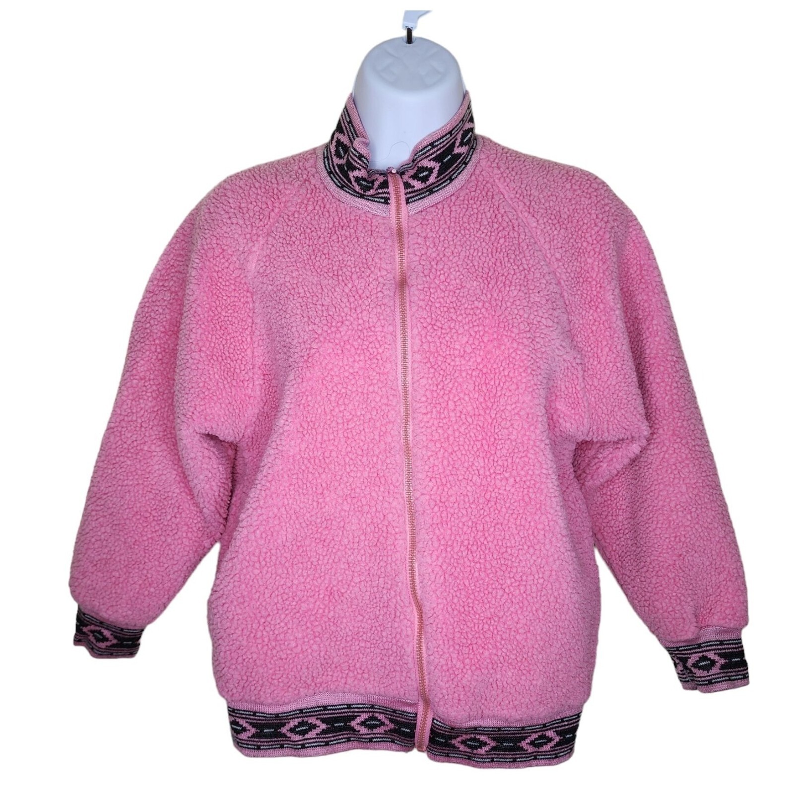 【 VINTAGE 】 Teddy Jacket Vintage 90s Teddy Sherpa Full Zip Bomber Jacket Womens Size