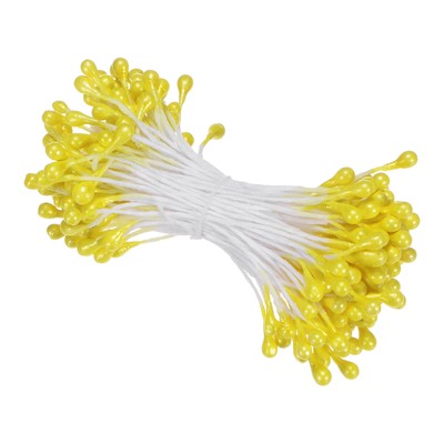 150-Pack 3mm Mini Double Heads Artificial Flower Stamen Pistil [Yellow]