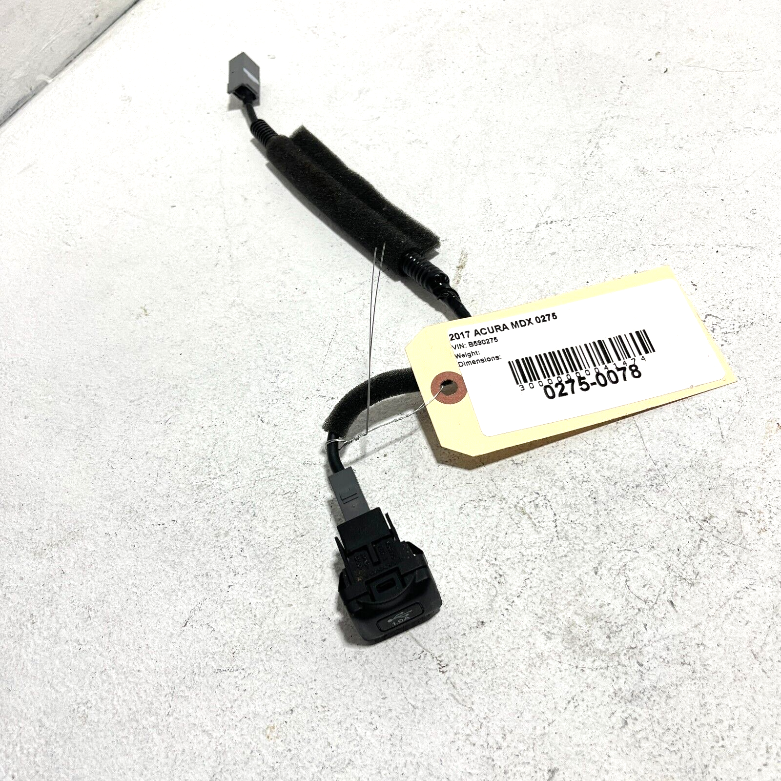 Center Console USB Port W/ Connector Cable Wire Wiring Acura