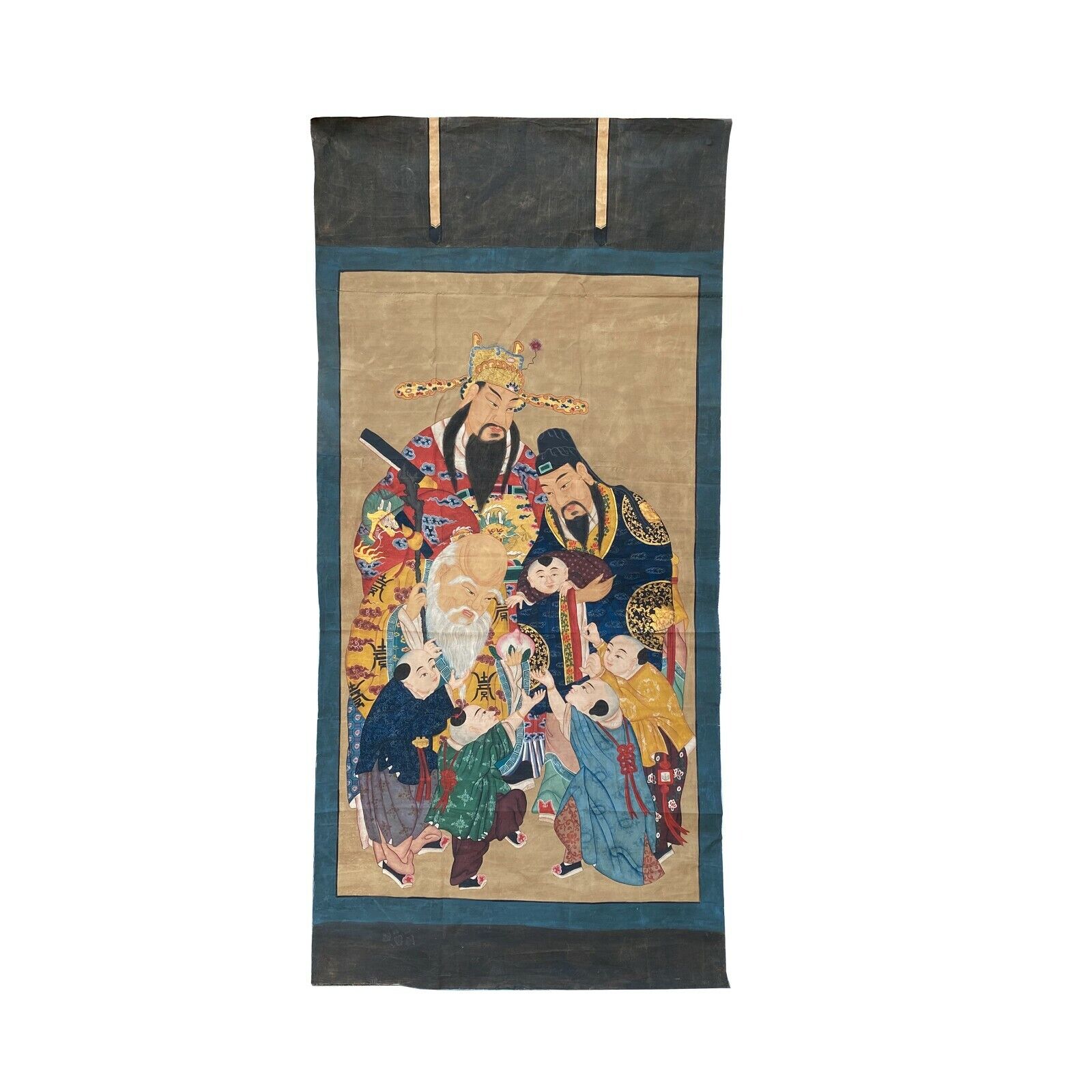 Large Chinese Vintage Canvas Color Ink SanXing (Fu Lu Shou) Painting Art cs7215S Large Chinese Vintage Canvas Color Ink SanXing (Fu Lu Shou) Painting Art cs7215S