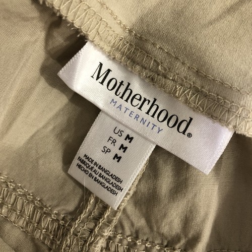 Motherhood Maternity Womens Cotton Cargo Crop Pants Size M Light Khaki