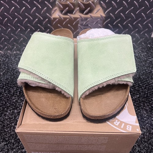 Pre-owned Stussy ? Eu 40 -  X Birkenstock Solana Suede Shearling Slide Washed Green