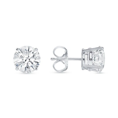 Pre-owned Shine Brite With A Diamond 6 Ct Round Earrings Studs Solid 950 Platinum Brilliant Cut Push Back Basket In White/colorless