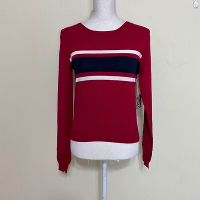 Active USA Medium Pullover Striped Ribbed Knitted Sweater