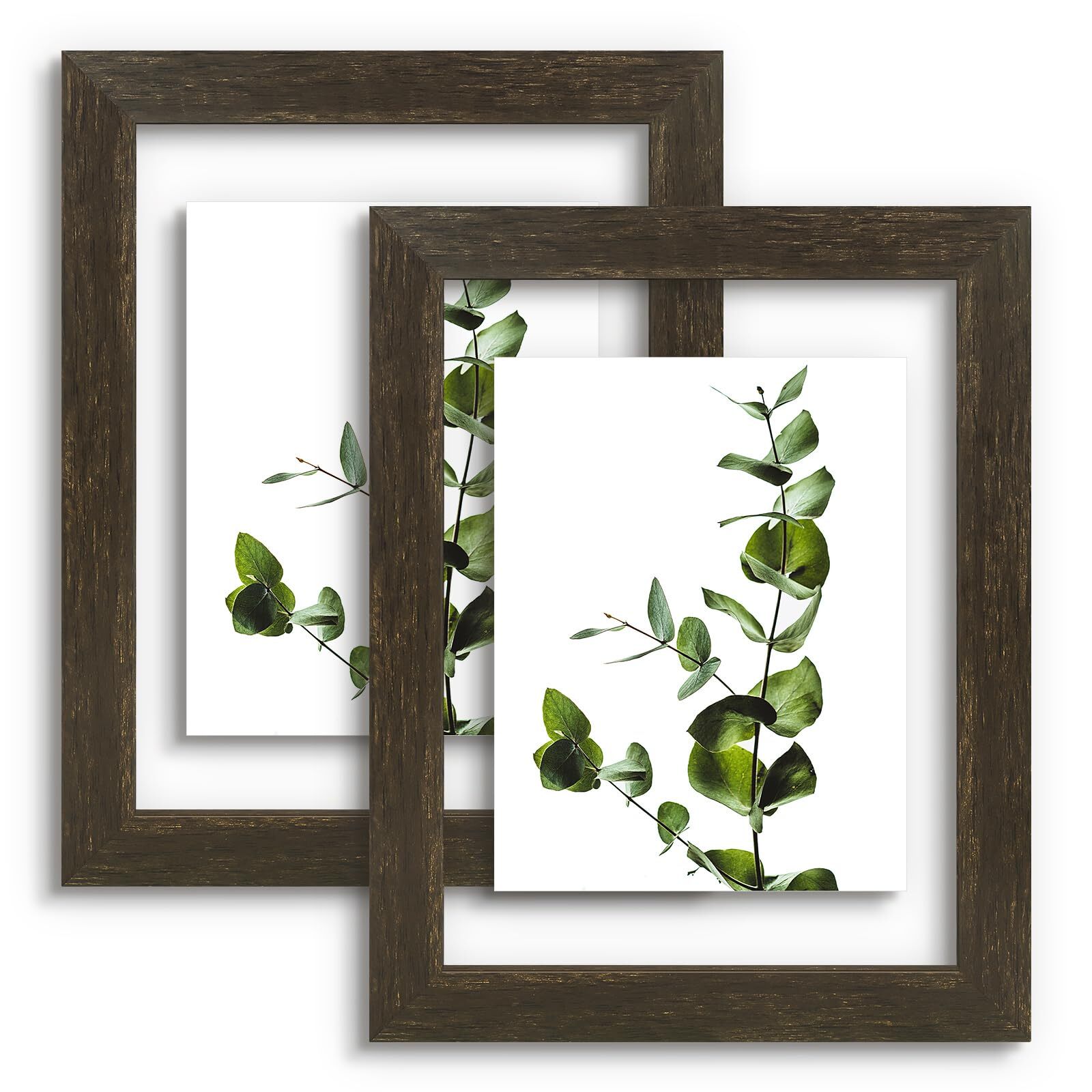 2 Pack 8.5x11 Brown Wood Floating Picture Frame Pressed Flower Photo Art Display