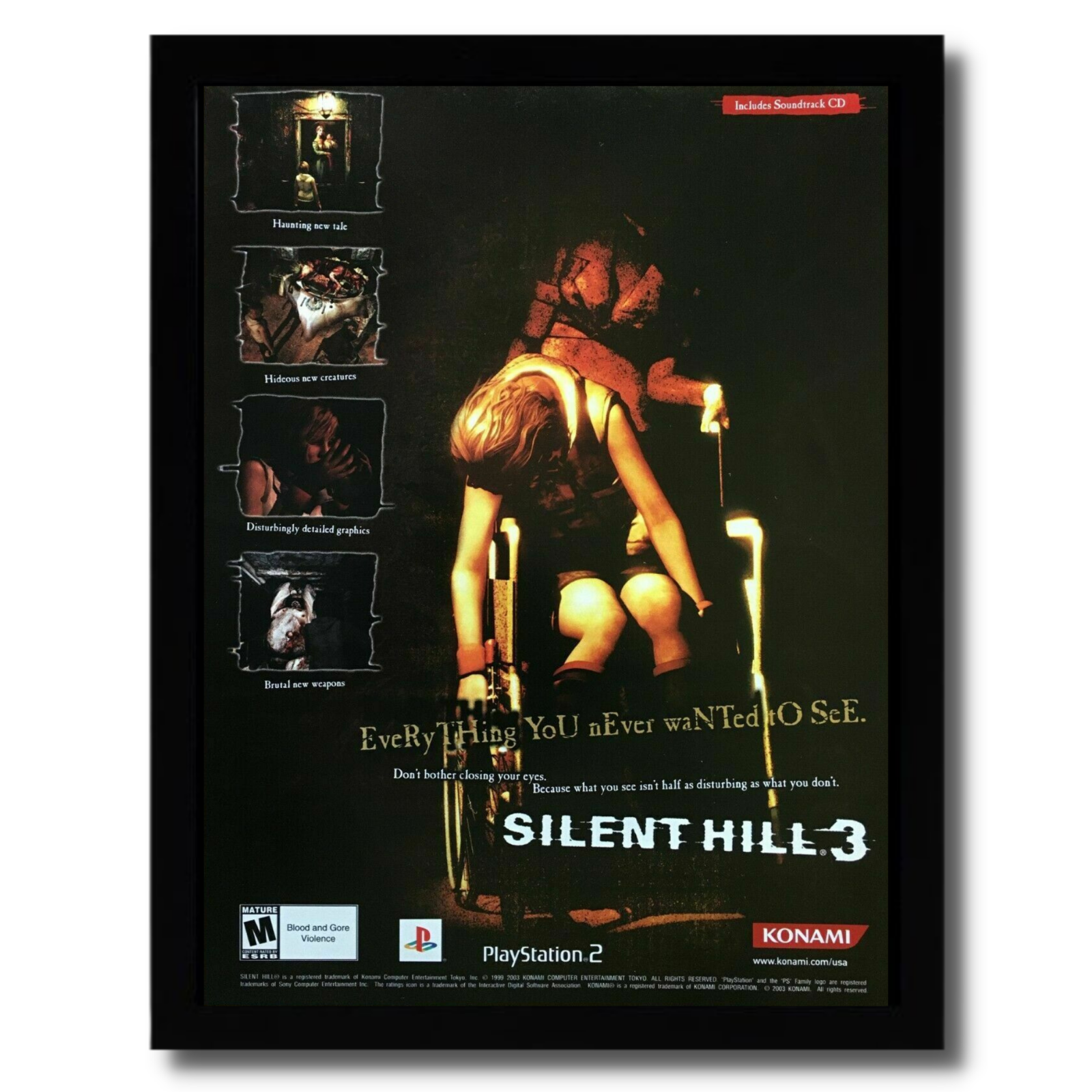 Silent Hill 3 Framed Print Ad/Poster Official Original PS2 Horror