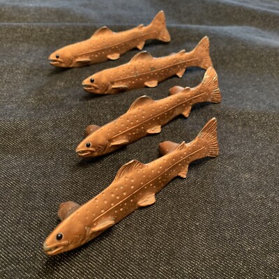 Set of 4 Anne at Home Trout Copper Drawer Cabinet Pulls Trout Concave Left 5''