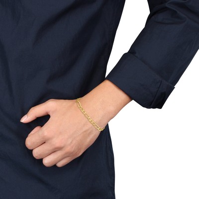 Pre-owned Amour Men's Figaro Chain Bracelet In 10k Yellow Gold (7 Mm/9 Inch) In Check Description