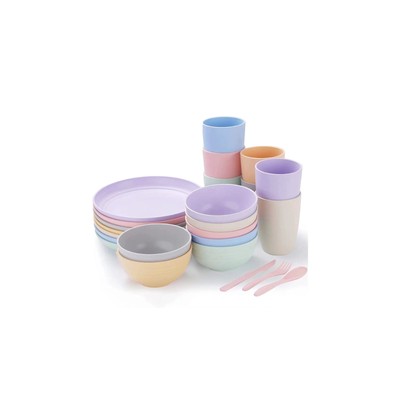 42 Piece Wheat Straw Dinnerware Sets, Service Sets for 7 Color, Unbreakable Ligh