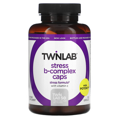 Twinlab Stress B-Complex Caps 100 капсул без искусственных красителей, без дрожжей