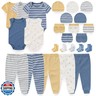 Newborn Baby Layette Essentials Giftset Clothing Set Short-Sleeve Bodysuit and Long Pants Blue-Yellow