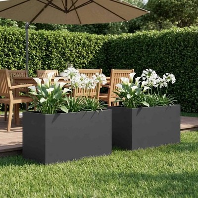 Garden Planter 2 pcs Black 60 x 40 x 40 cm Cold-rolled Steel