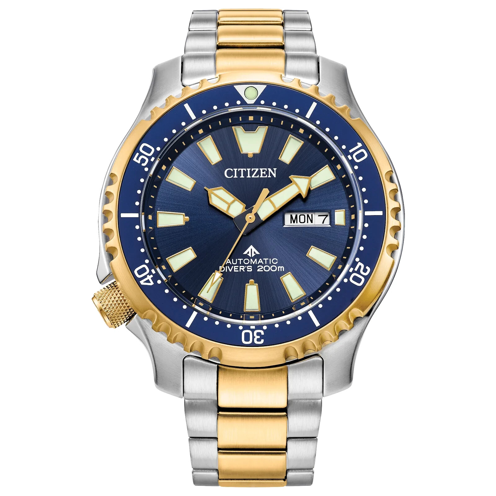 Pre-owned Citizen Eco Drive Man's Automatic Promaster Two Tone Dive Watch Ny0154-51l