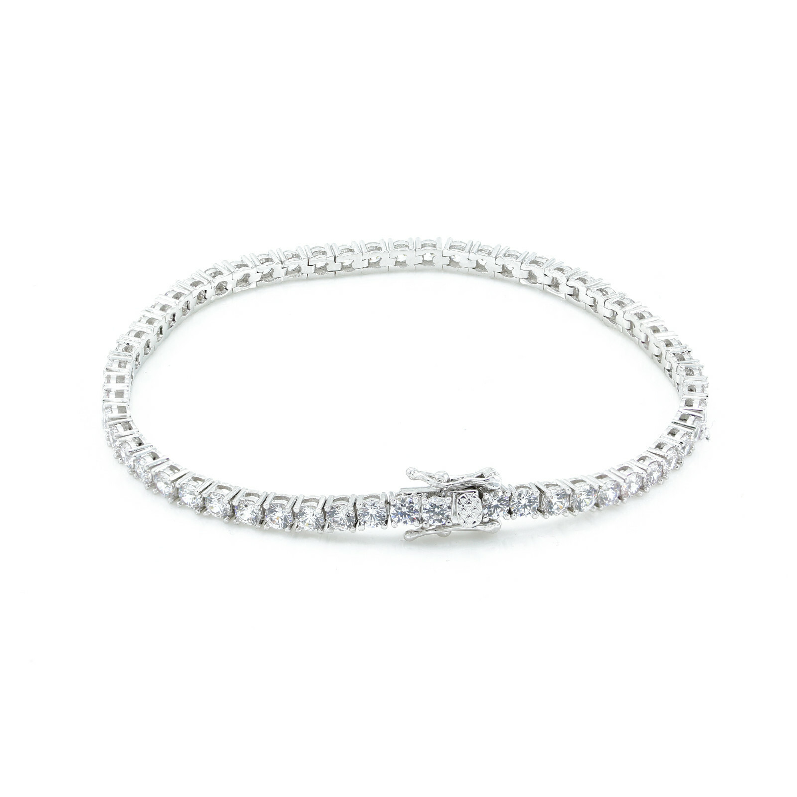 Unisex 1 Row 3mm Classic Bling Tennis Bracelet Silver Finish