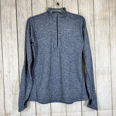 Nike Dry Element Dri-Fit Top Pullover Size M Blue Heathered 1/2 Zip Running Gym