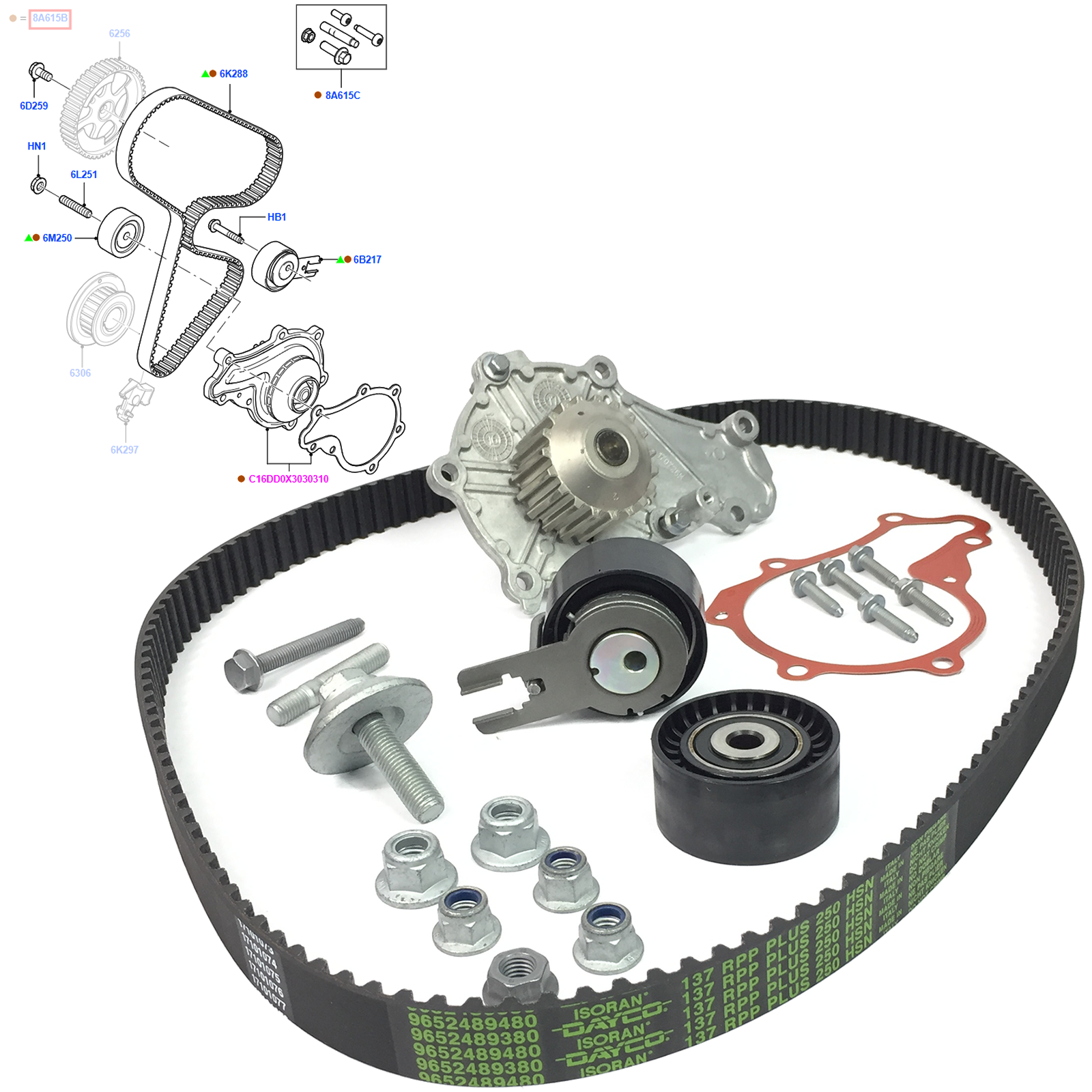 GENUINE WATER PUMP + TIMING BELT SET + FIX KIT FITS FORD FOCUS, FIESTA