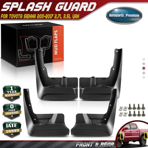 Bolt-On Mud Flaps Splash Guards For Toyota Sienna 2011-2017 No Fender Flare