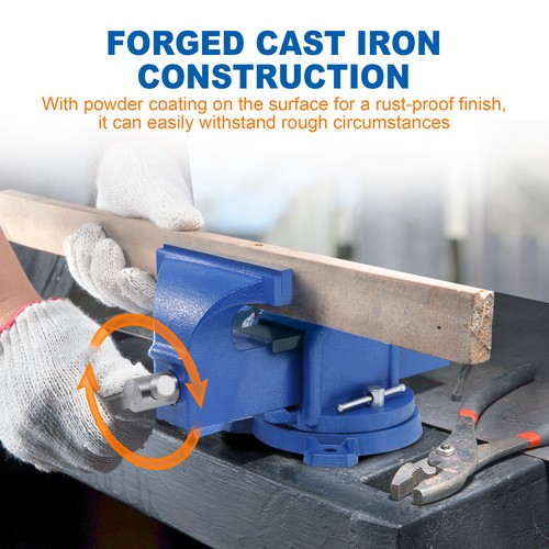 6" Heavy Duty Bench Vise with Anvil Swivel Locking Base Table Top Clamp Vise