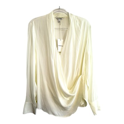 Country Road Size XL Milk White Long Sleeve Wrap Front Shirt Blouse NWT