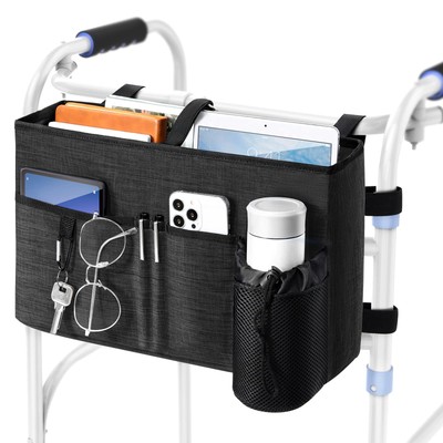 Walker Bag, Multi Pockets Folding Walker Basket Tote Bag with Cup Holder, Han...