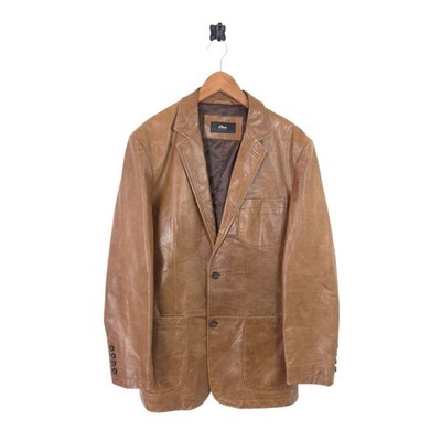Mens S.Oliver Brown Leather Jacket Medium